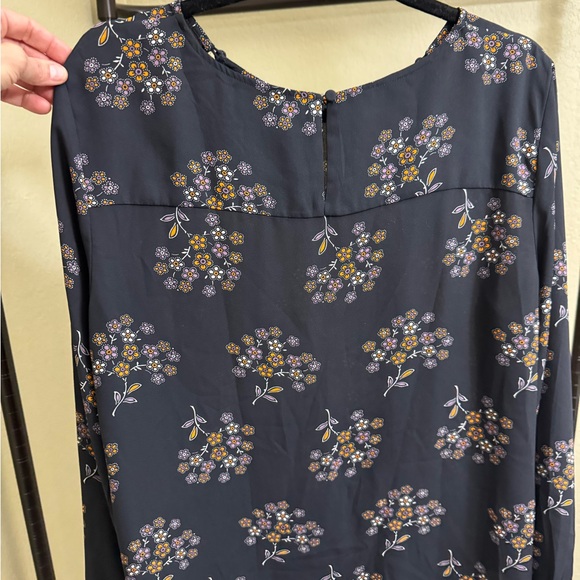 LOFT Dark Floral Button Blouse - Picture 2 of 4